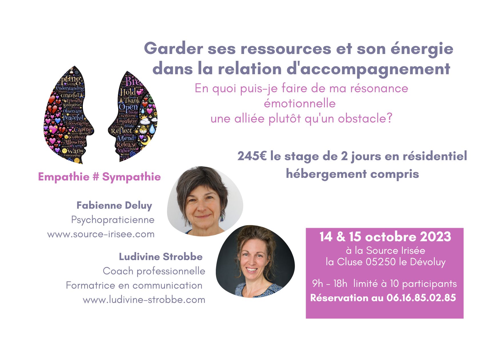 9h - 12h et 14h - 18h limité à 10 participants Réservation au 06.16.85.02.85 (14.8 × 10.5 cm) 9h - 12h et 14h - 18h limité à 10 participants Réservation au 06.16.85.02.85 (14.8 × 10.5 cm)